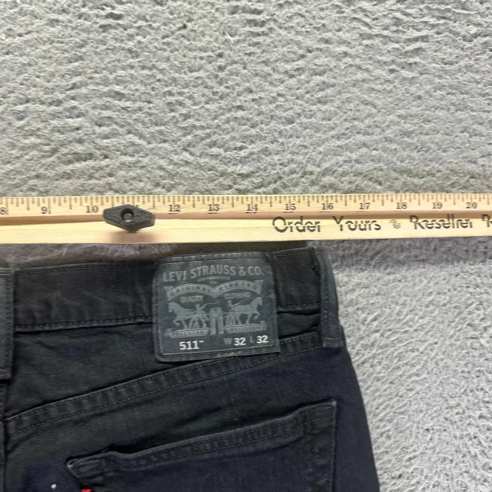 Levi's 511 Jeans Mens 32x32 Black Cotton Denim Straight Leg Distressed Stretch